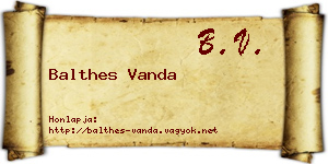 Balthes Vanda névjegykártya